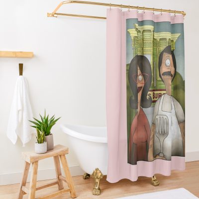 American Gothic Funny Cartoon Shower Curtain Official Bob's Burgers Merch